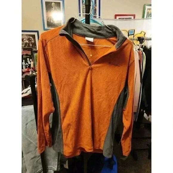 Columbia Medium Orange long Sleeve Fleece Quarter Zip Sweater CR3 - Picture 1 of 7